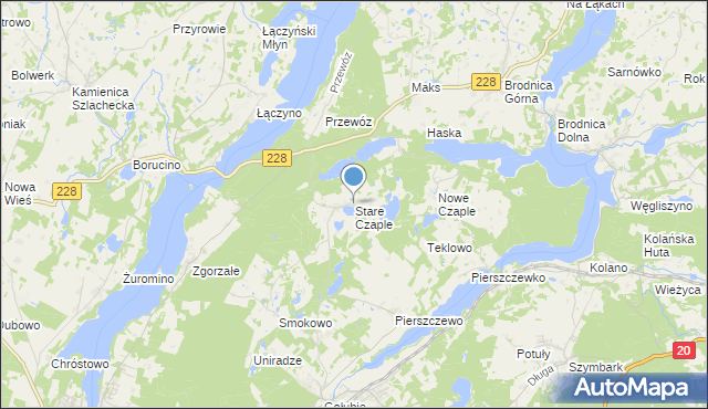 mapa Stare Czaple, Stare Czaple gmina Stężyca na mapie Targeo